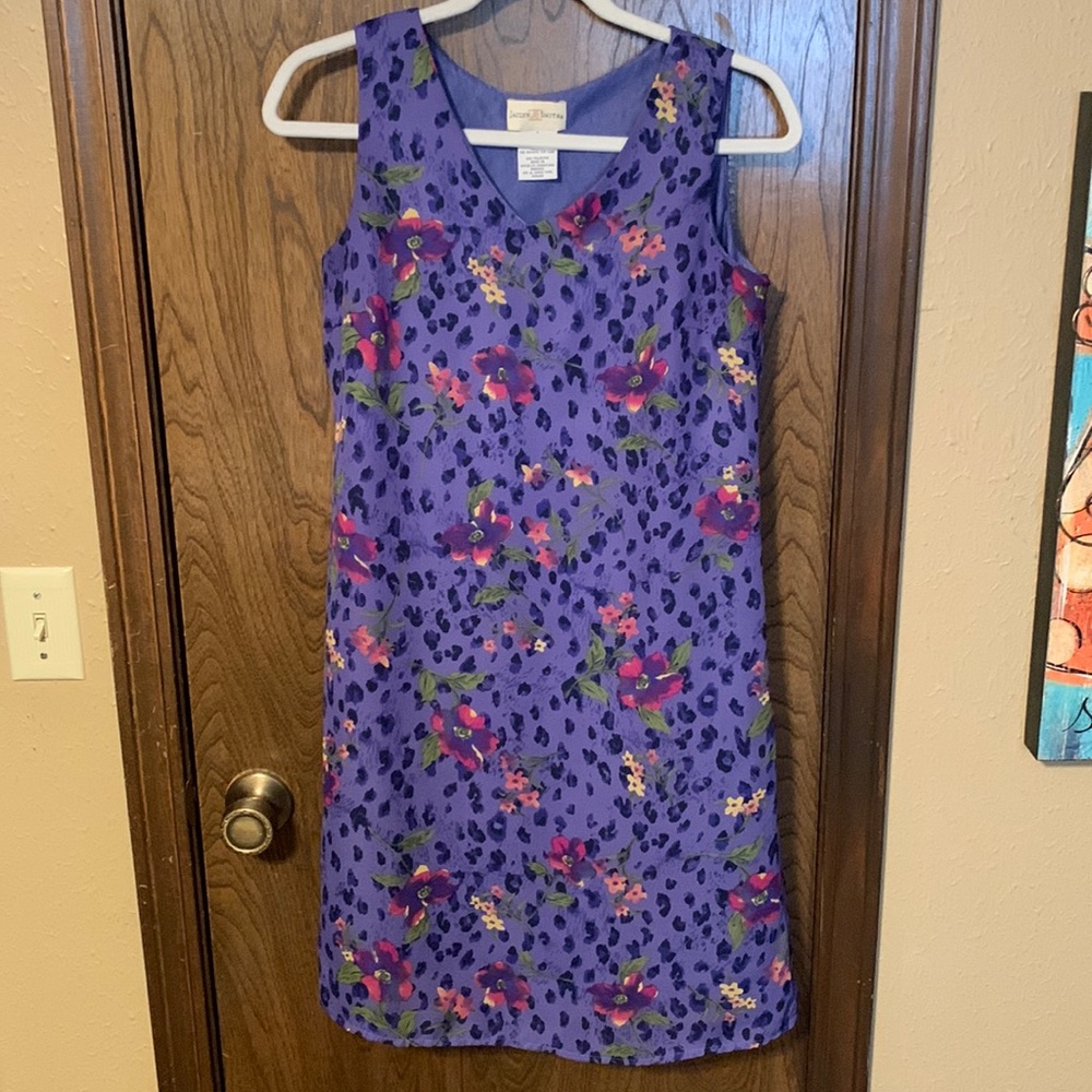 Jaclyn Smith Purple and floral sleeveless dress, 6